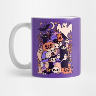 Cute halloween doodle art cute ghost pumpkins skulls and candy Mug